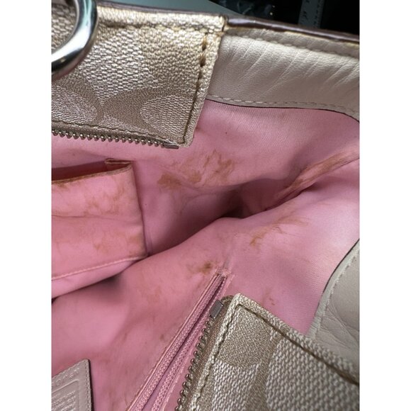 For Repair- Vintage COACH CHELSEA HERITAGE F14477 Leather Signature Tote Handbag - Picture 13 of 16